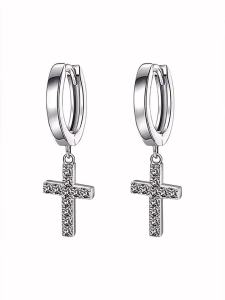 cco | 925 Silver Moissanite Cross Stud Earrings