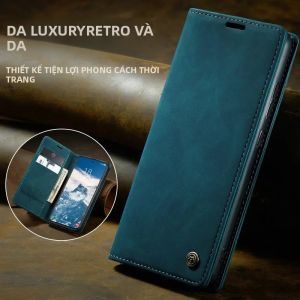 Ốp Lưng Da Samsung Galaxy S25 Ultra S23 A53 A73 A72 A52 A54 A34 A32 A22 A12 M51 S21 S20 FE Bảo Vệ Bằng Silicon Có Chân Đế Và Kẹp