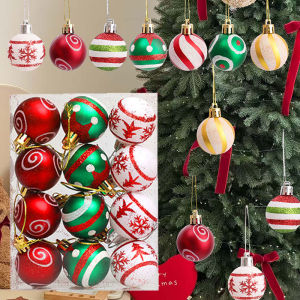 ลูกบอลคริสมาสต์12ชิ้น4ซม. จี้ต้นไม้คริสต์มาสแขวนลูกบอลคริสมาสต์สีสวยงามชุดลูกบอลตกแต่งคริสต์มาส