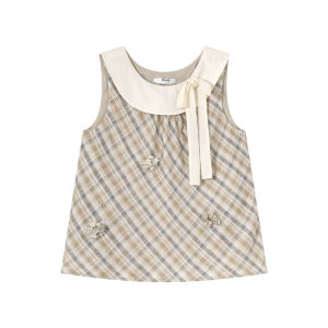 Color Block & Plaid Splicing Sleeveless Tank Top Slimming Summer Female