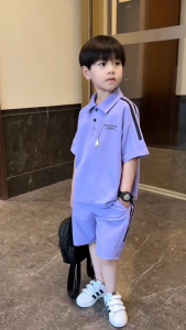 Terno for Kids Boy Cool Purple Casual Polo Outfit 1-5yrs old C32