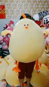 Thú nhồi bông gà tròn vo êm mịn - Size từ 45cm đến 60cm- Quà tặng gấu bông gà mặt thộn dễ thương - Gối ôm mềm mịn cho bé.