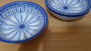PORCELAIN Serving Bowl 9 INCHES X 2.5 INCHES with PALACE MOROCCAN BLUE & YELLOW PALETTE for 3-5 servings