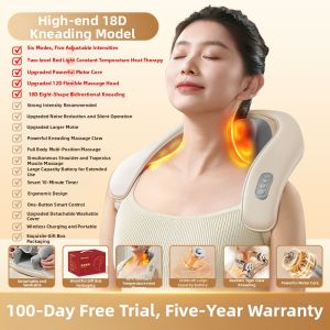 AUX | AUX Neck Massager Shoulder Back Waist Massage Device Massage Pillow for Trapezius And Neck Relaxation Far Infrared Heating