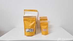 (100pcs/200pcs) Kraft Cookie Snack Pouch - Self Sealed Ziplock Standing Bag Gift Bag