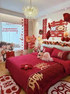 ZHIDING | Chinese-style Red Wedding Bedding Set 4-Piece