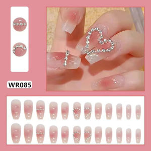 【FREE GLUE】2024 Trend 24Pcs Fake Nails French Ballerina Fake Nail Long Nail Fake Nails Set With Glue