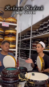 Hadroh Rebana Ukir Model Jepara Ukuran 30 cm Kualitas Super Satu Set