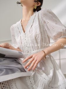 PlumJan | Đầm Voan Bồng Tay Đai Lưng