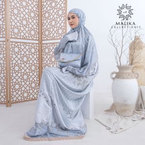 MALIKA-Mukena Terusan Dewasa Bahan Armany Silk Motif Premium Alisa Series