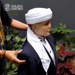 Peci Sorban Imamah Permanen Putih Praktis Siap Pakai - Turban Muslim Cap