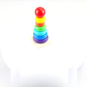 PROMO Mainan Anak Tower Ring Kayu Rainbow Pelangi Edukasi Sensori Montessori Menara Wooden Kids TERMURAH BISA COD