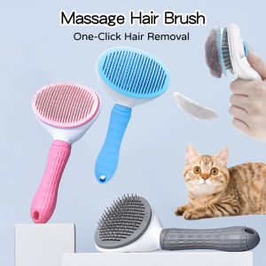 Pet Wonderland Pet One-Click Hair Removal Comb Button Brush Grooming Cleaning Massage Tool Fluffy Hair Brush