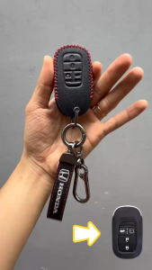 Ốp Da Chìa Khóa Xe Honda HRV Chìa 34 Nút Da Màu Nâu Đen và Hồng Có Dây Móc Khóa Đi Kèm Lịch Sự