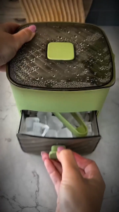 48 Grids Ice Cube Tray Press-Type Ice Cube Tray Double Layer Cube Mold Easy Release Ice Cube Trays With Lid And Bin And Ice Scoop For Making Cocktail Coffee