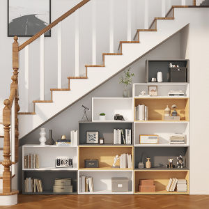 Staircase under Storage Cabinet Space Utilization Free Combination Grid Storage Rack Angle Placement Bookcase Modern Simplicity