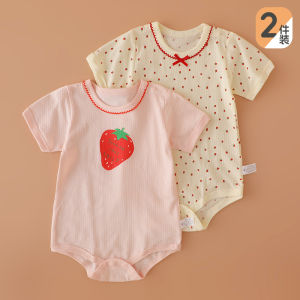 Pure Cotton Summer Baby Romper Short Sleeve Triangle Wrap Baby Girl Sleepwear Breathable Comfortable Infant Clothing
