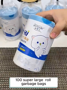 50PCS /100pcs Garbage Bag Printing Drawstring Cute Cartoon High Value Home Kitchen Portable Thickening