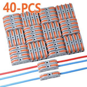 20/30/40 Pieces of Lever-Type Quick Wire Connectors 28-12 Awg 1-to-1 Direct Plug-In Wire Connectors Compact Connectors Terminal Multi-Circuit Connectors Butt Connectors