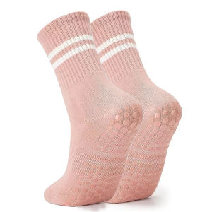 1 Pairs Yoga Socks Mid Tube Double Bar Striped Socks Anti Slip Dance Sports Breathable Socks Fitness Pilates Cotton Socks
