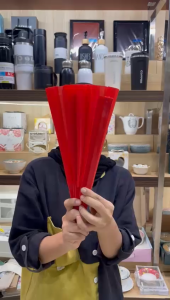 Kipas Polos Merah Jumbo | Bisa Untuk Latihan Thai Ci | Nari |