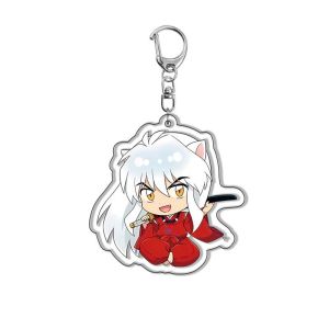 Bandai | Inuyasha Acrylic Keychain Kagome Sango Keychain Pendant Dog Yaksha Key Holder Anime Accessories