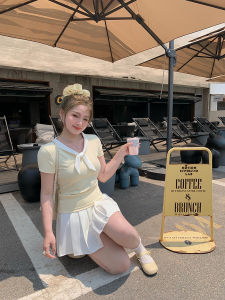 Áo Thun Nữ Herwear Micro Fat Bé Gái Project Slimming Color Block Sash Shoulder T-Shirt Design Sensation Large Size round Neck Short Sleeve