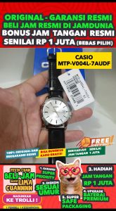 CASIO ORIGINAL - CASIO MTP-V004L-7A - MEN - Hitam - Kulit - Jam dunia JD17ST
