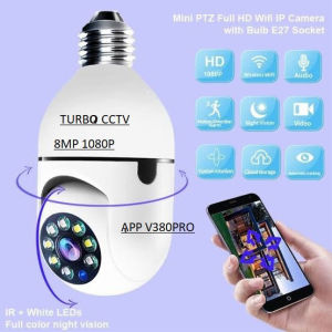 ZAY E27 Kamera CCTV IP Camera V380 Pro cctv Bohlam Lampu 360 View WiFi Wireless / Cctv Bohlam Lampu Night Vision Malam 8MP FULL HD Kamera Untuk Rumah Ke