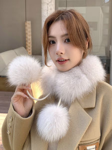 ผ้าพันคอขนสุนัขจิ้งจอกแท้สำหรับผู้หญิงฤดูหนาวสไตล์เกาหลีเข้าได้กับทุกชุดขนกระต่ายสองด้านซับในขนเฟอร์ขนเฟอร์ขนเฟอร์ผ้าพันคอขนเฟอร์แท้