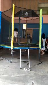 Sanook Trampoline Standard 8 รุ่น กระโดด 2.40 เมตร สปริงบอร์ด รั้วตาข่ายกันตก 3-4 คน ปลอดภัย แถมฟรี บาส+ลูกบาส