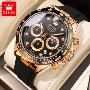 OLEVS | OLEVS 2875 Mens Watch New Luxury Quartz Watch Original Silicone Sports Multi functional Waterproof Luminous Date Timer Watch