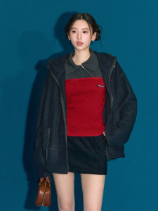 OIOI ESSE | Áo Hoodie Phong Cách Ác Ma Dây Kéo Thắt Lưng Váy Ngắn