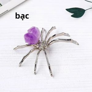 1PC Thạch Anh Tím Tự Nhiên Răng Hoa Nhện Hợp Kim Khoáng Tinh Thể Hình Bát Giác Thủ Công Mỹ Nghệ Phong Thủy Chủ Đề Động Vật Vật Trang Trí