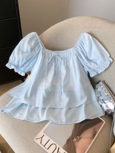 Áo Sơ Mi Nữ Tay Bồng Cổ Vuông Phong Cách Pháp Thời Trang Mùa Hè 2025 Thiết Kế Mới Áo Búp Bê Thời Trang Áo Sơ Mi Dài Tay