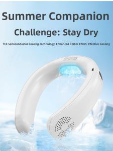 Portable Neck Hanging Fan Personal Mini Air Conditioner USB Powered Neck Gadget Cool Summer Essential Compact Size