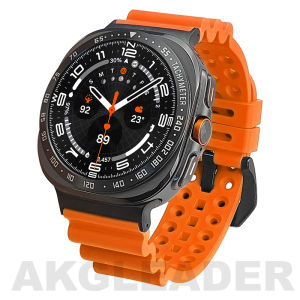 AKGLEADER Sea Wave Abalone Fluorine Rubber Watch Band 24mm Wide Personality Customizable Strap for Samsung Galaxy Watch 7/8 Ultra