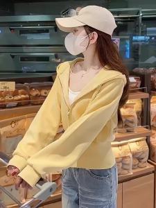 Petite Short Yellow Hooded Coat Cardigan