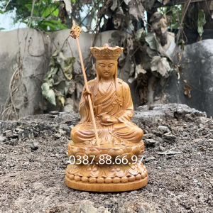 Tượng phật địa tặng ngồi đài sen cao 15 20cm chất liệu gỗ bách xanh cực đẹp