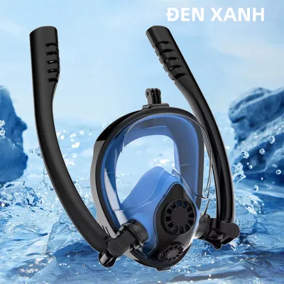 Mặt Nạ Lặn Toàn Mặt Dành Cho Người Lớn Với Ống Thở Đôi 180 Độ ° Kính Bơi Toàn Cảnh Chống Mờ Chống Rò Rỉ Dành Cho Các Chuyến Đi Bơi Và Lặn