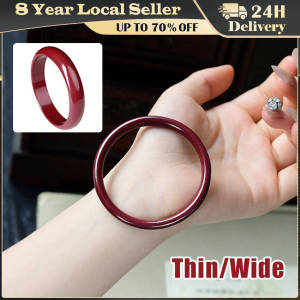 Cinnabar Carved Bracelet Womens Thin Round Stripe Jingle Bracelet Mascot Ornament
