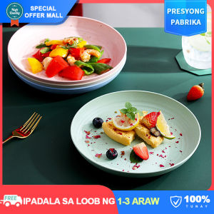 【Colorful】Unbreakable Dinner Plates Fruit Salad Dishes Appetizer Dessert Round-shaped Deepen Dishes Wheat Fiber Dinnerware
