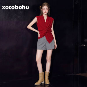 xocoboho | Unique Stylish Age-Reducing Small Batch Red Sleeveless T-Shirt