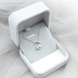 925 Sterling Silver Moon Cat Necklace Female South Korea Niche Net Red Clavicle Chain Simple Graceful Sweet Short Pendant