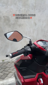 RUSI PASSION LEGITMOTO ORIGINAL SIDE MIRROR CURVE BLACK/CHROME STEM NON-GRADED CLEAR LENS 1PAIR