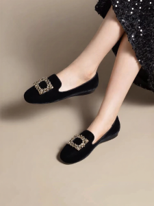 REEMOOR | Crystal Buckle Loafers Comfort Soft Bottom Slip On Women