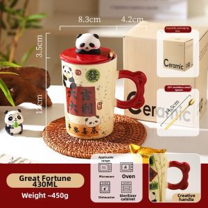SHELI | Cute Panda Ceramic Mug with Lid and Spoon