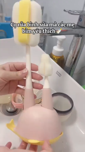 Cọ rửa bình sữa mút xốp 2 chi tiết cho bé  có đế phơi hình cá heo An toàn tiện lợi cho bé