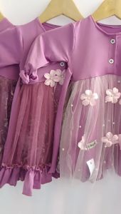 Gamis Anak Aisy Set Hijab LAVENDER SERIES Usia 0-12 Tahun