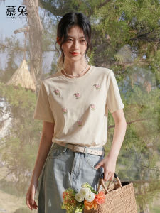 MUTU | Sweet 3D Floral Shoulder Straight Casual T-Shirt